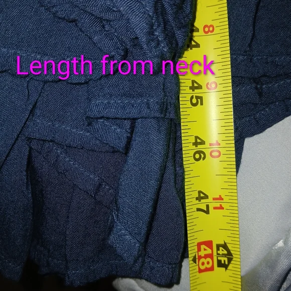 Elegant Navy Blue Plunging Neckline Boho Maxi Dress - Picture 15 of 16